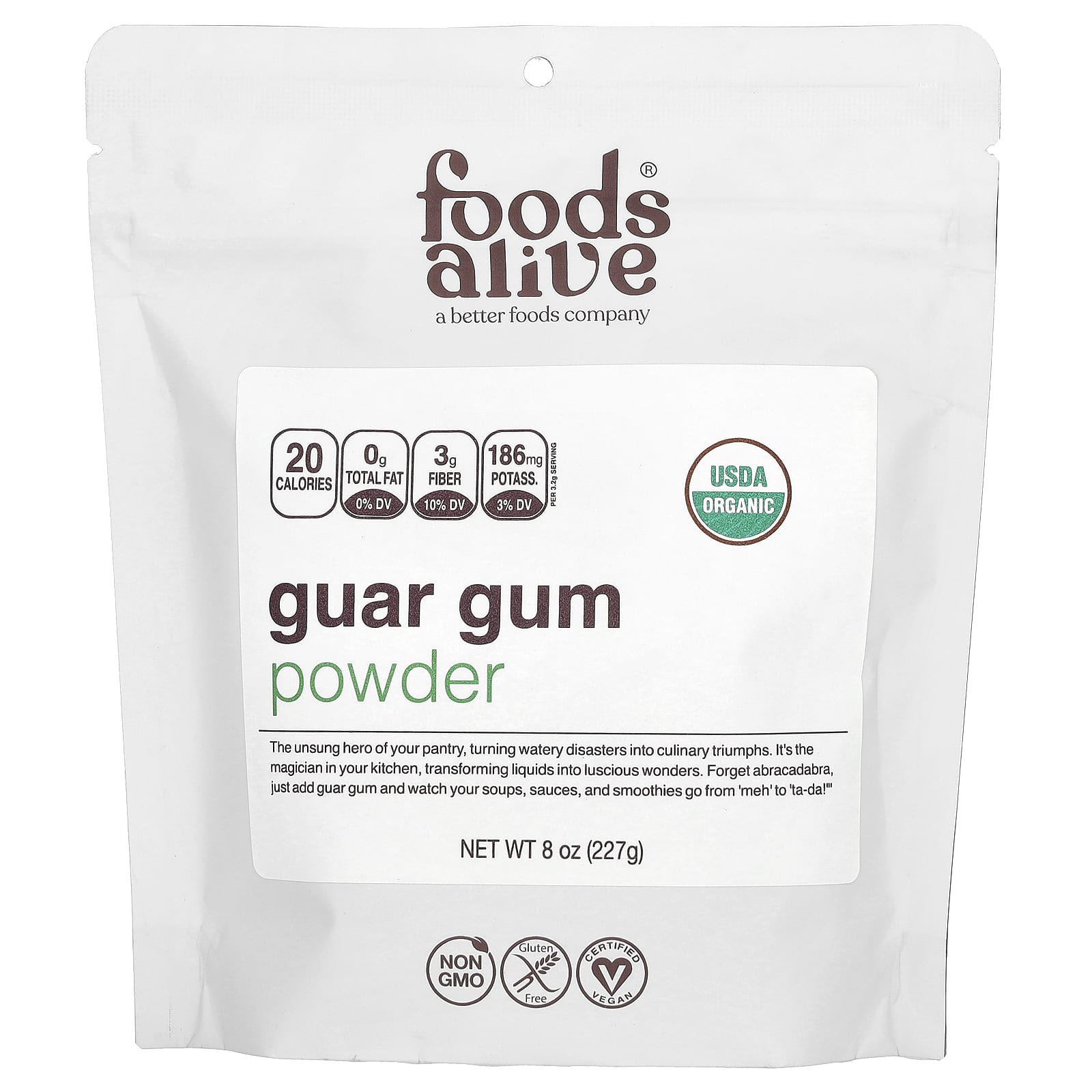 Foods Alive Organic Guar Gum Powder - 8 oz (227g) - Image 1