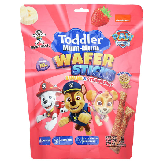 Hot Kid Paw Patrol Toddler Snacks - Banana & Strawberry Wafer Sticks - Image 1