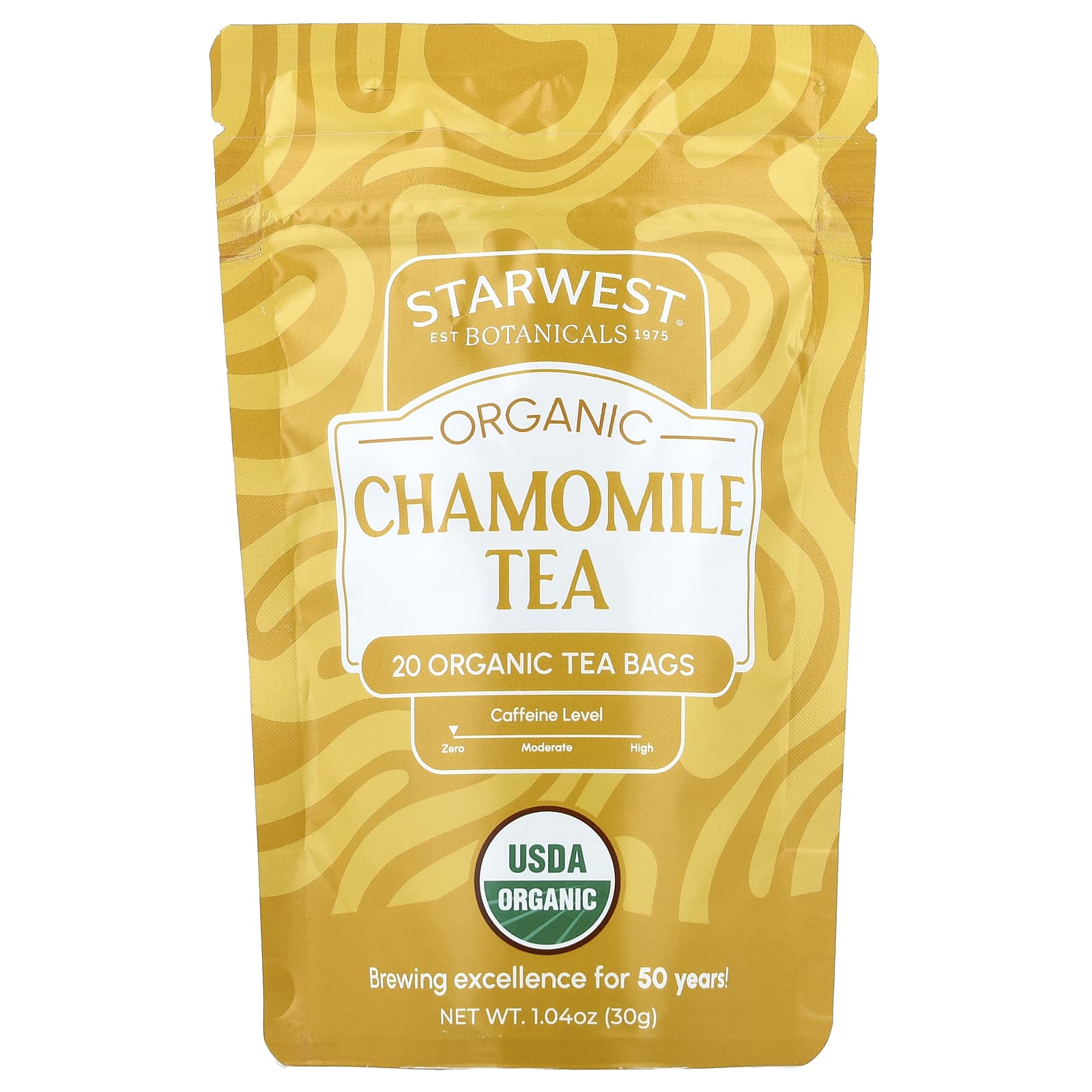 Starwest Botanicals, Organic Chamomile Tea, Caffeine Free, 20 Organic Tea Bags, 1.4 oz (30 g) - Image 1