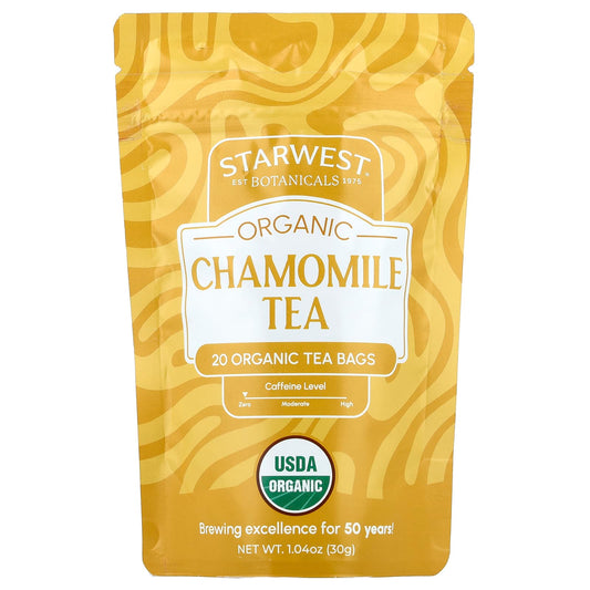 Starwest Botanicals, Organic Chamomile Tea, Caffeine Free, 20 Organic Tea Bags, 1.4 oz (30 g) - Image 1