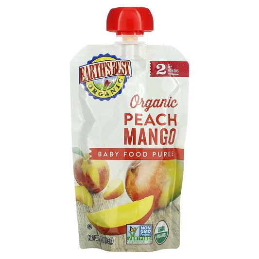 Earth's Best Organic Baby Food Puree, Peach Mango, 6+ Months, 4 oz (113 g) - Image 1