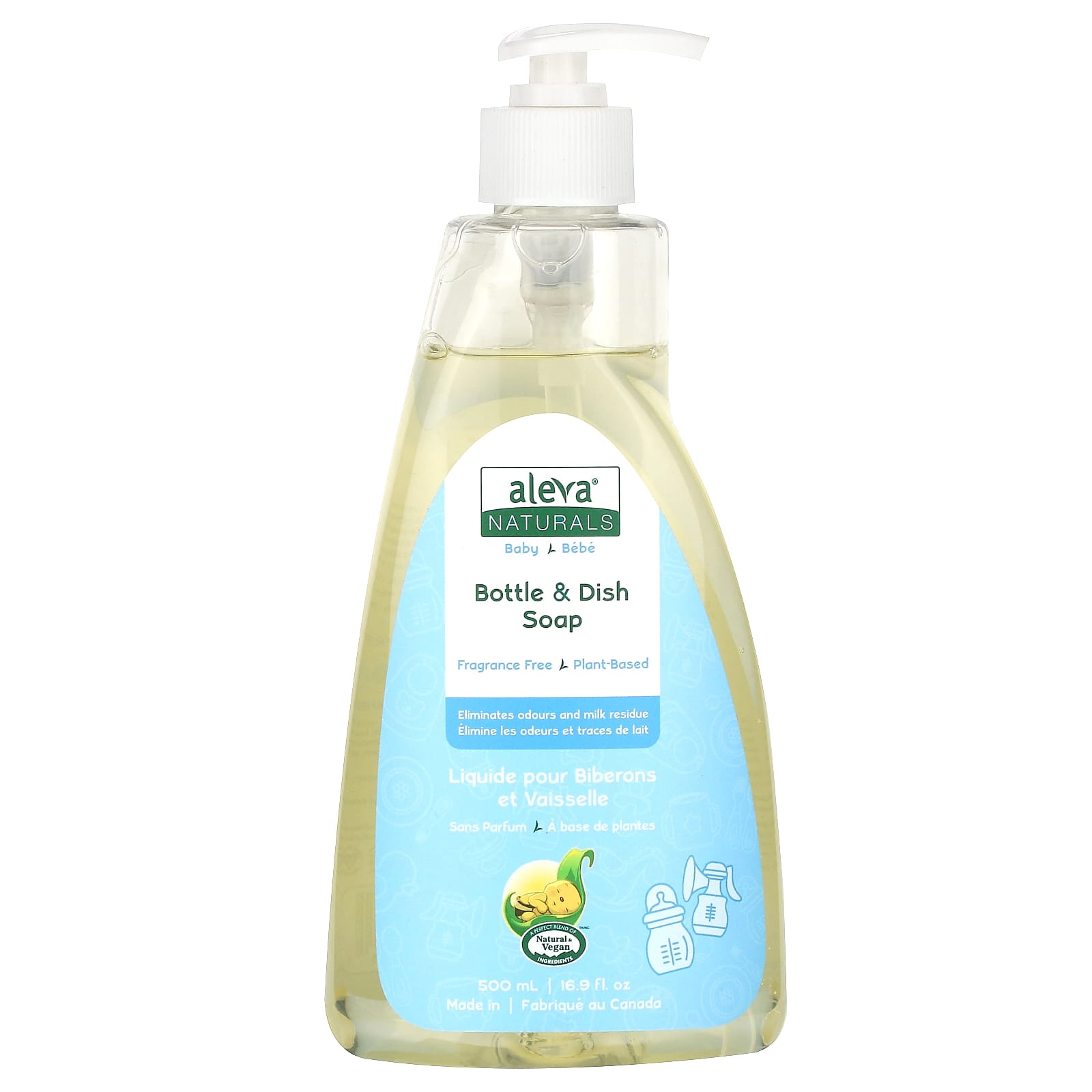 Plant-Based Bottle & Dish Soap by Aleva Naturals - Fragrance Free - Image 1