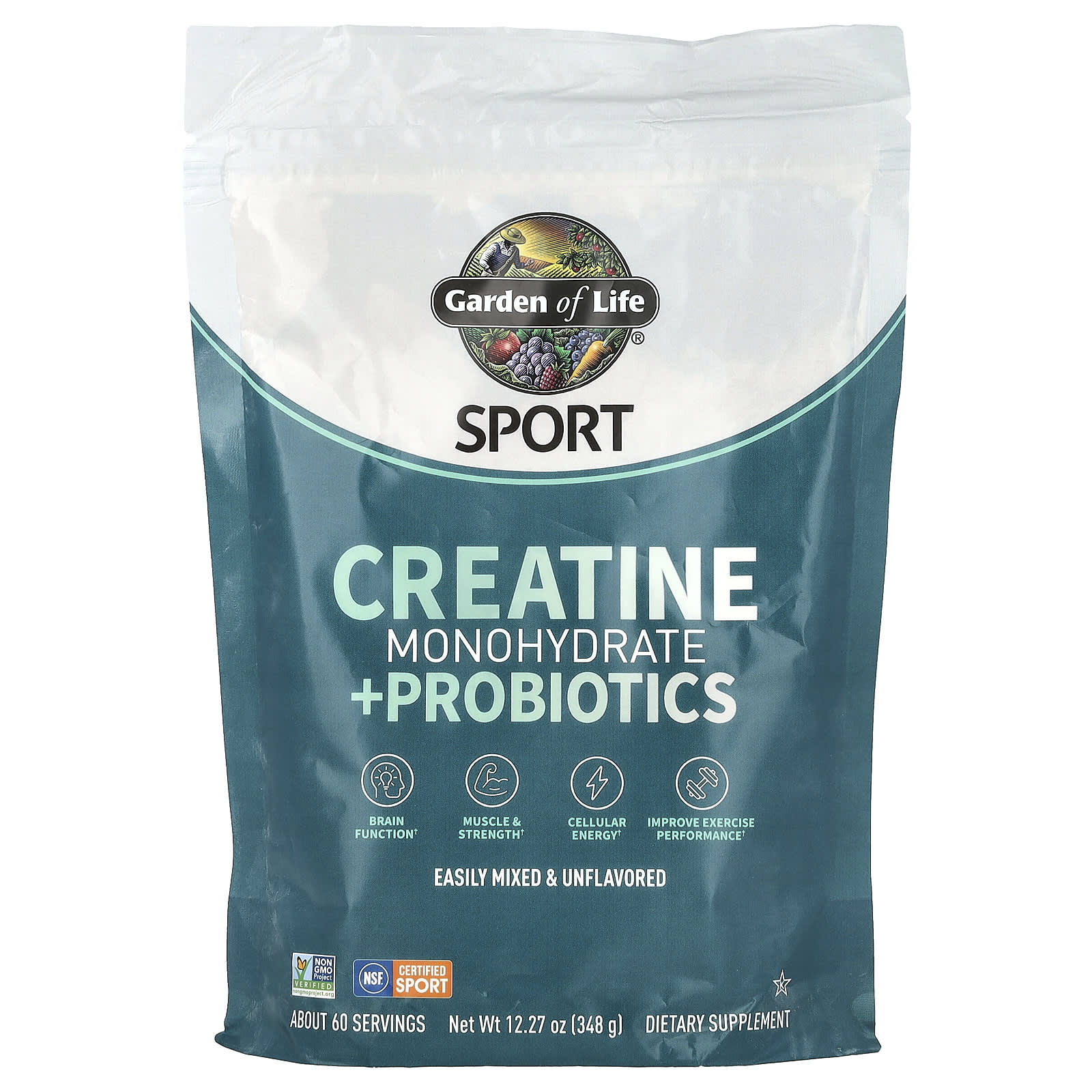 Garden of Life Sport Creatine Monohydrate + Probiotics, 12.27 oz, Unflavored - Image 1