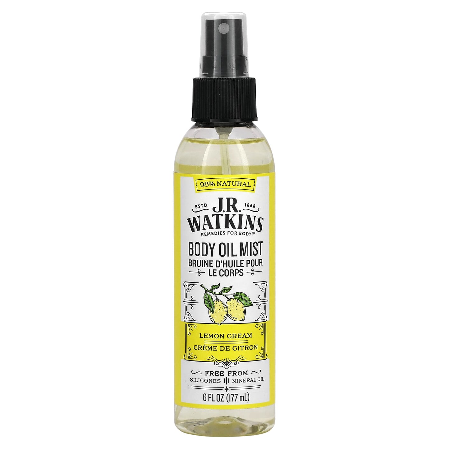 Natural Lemon Body Oil Mist by J R Watkins, 6 fl oz - Image 1