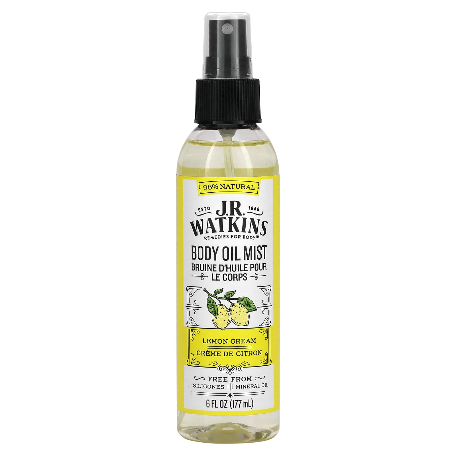 Natural Lemon Body Oil Mist by J R Watkins, 6 fl oz - Image 1