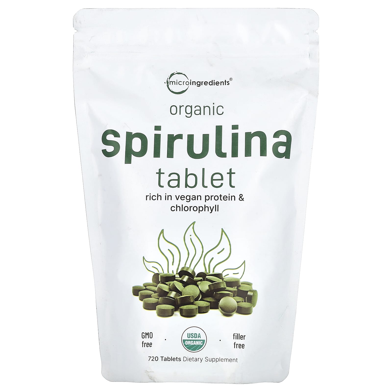 Micro Ingredients, Organic Spirulina Tablet, 720 Tablets - Image 1