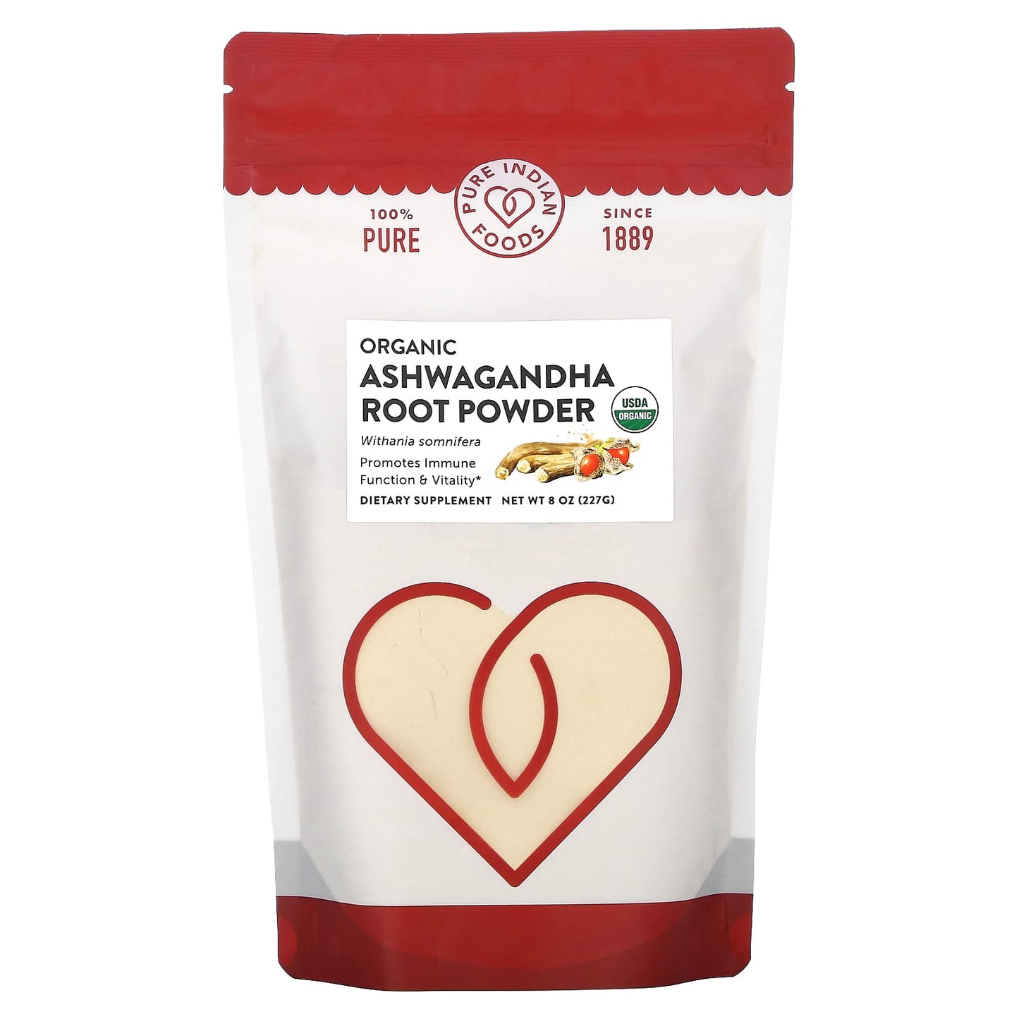 Pure Indian Foods, Organic Ashwagandha Root Powder, 8 oz (227 g) - Image 1