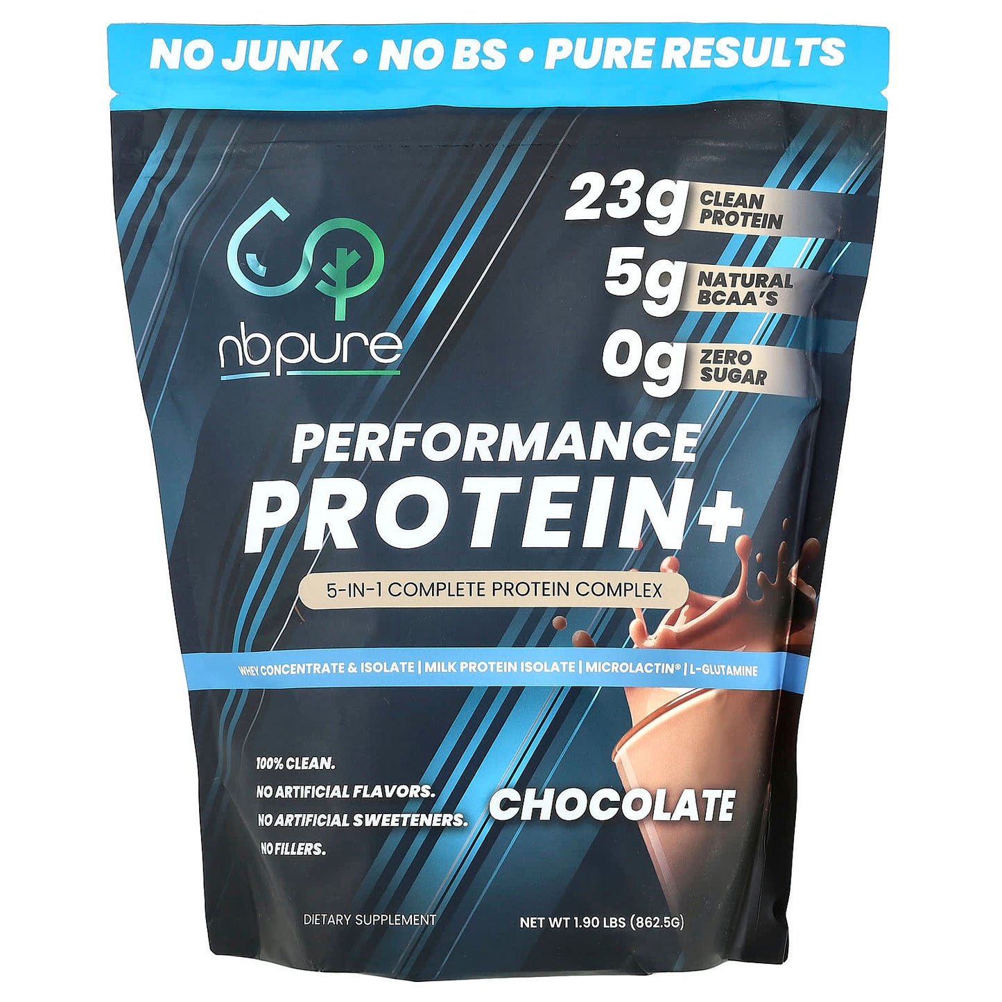 NB Pure, Performance Protein+, Chocolate, 1.9 lbs (862.5 g) - Image 1