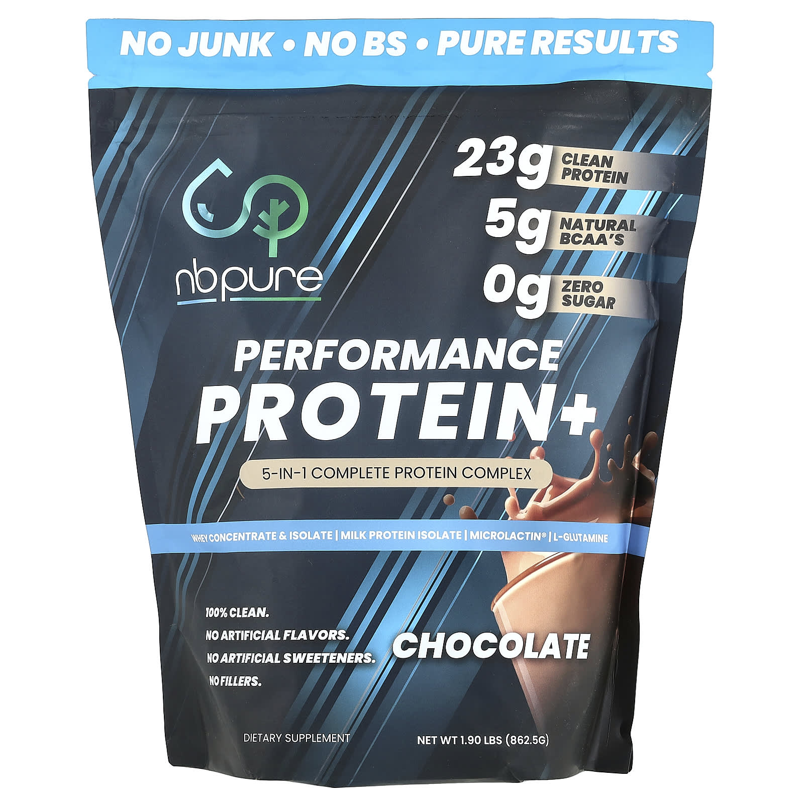 NB Pure, Performance Protein+, Chocolate, 1.9 lbs (862.5 g) - Image 1