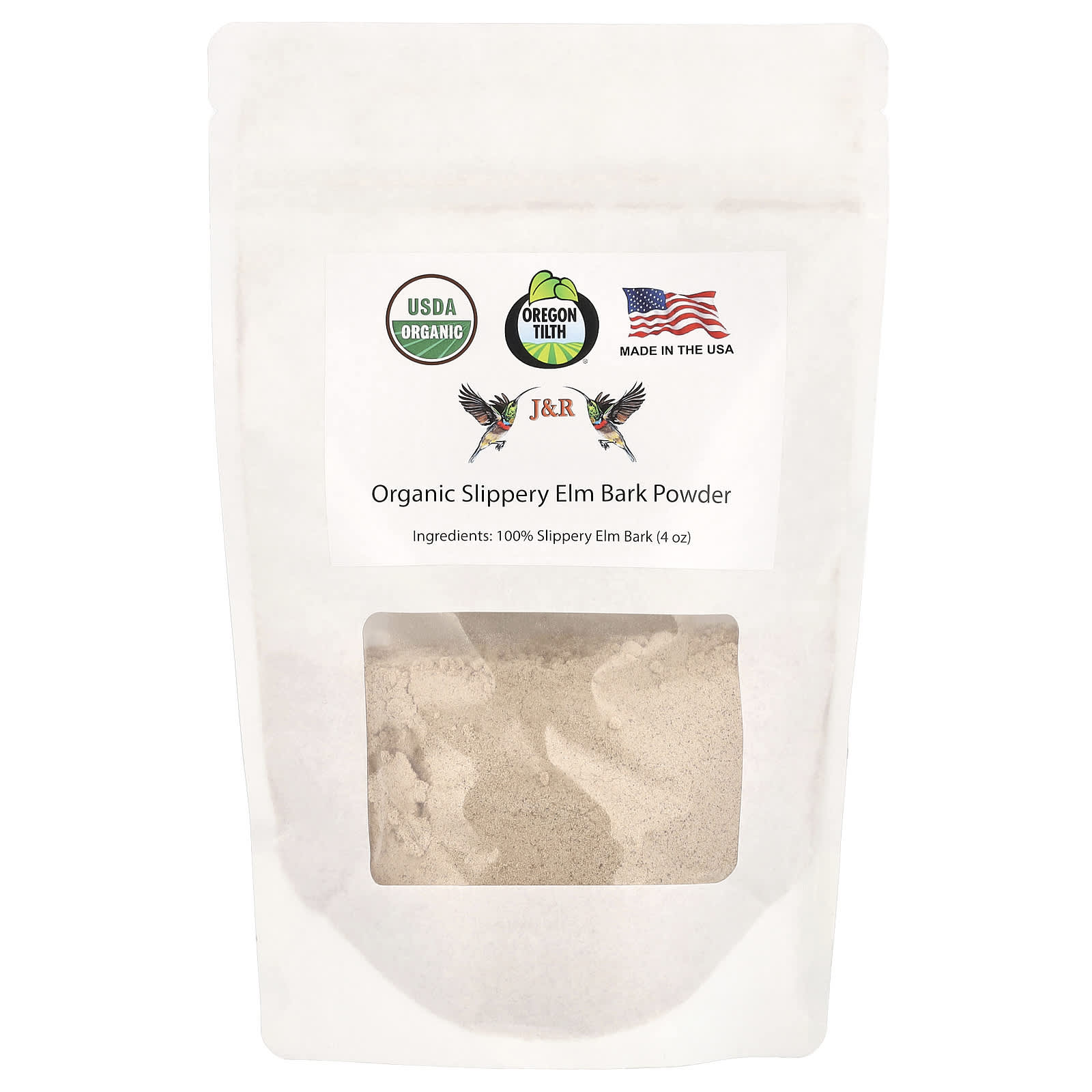 USDA Organic Slippery Elm Bark Powder, 4 oz - J&R Port Trading - Image 1