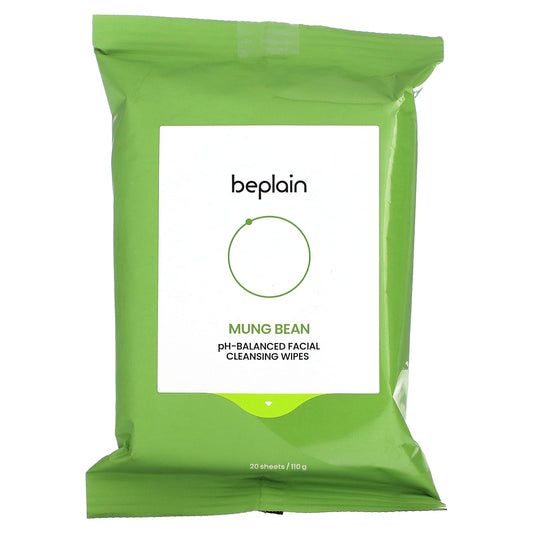 Mung Bean pH-Balanced Facial Cleansing Wipes by Beplain - 20 Sheets - Image 1
