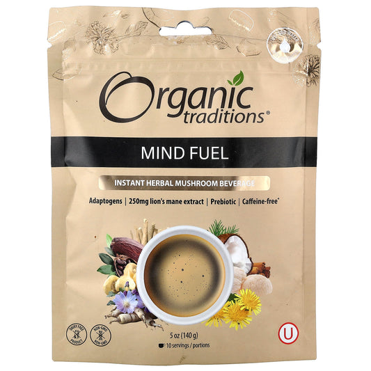 Organic Traditions, Instant Herbal Mushroom Beverage, Mind Fuel, Caffeine Free, 5 oz (140 g) - Image 1