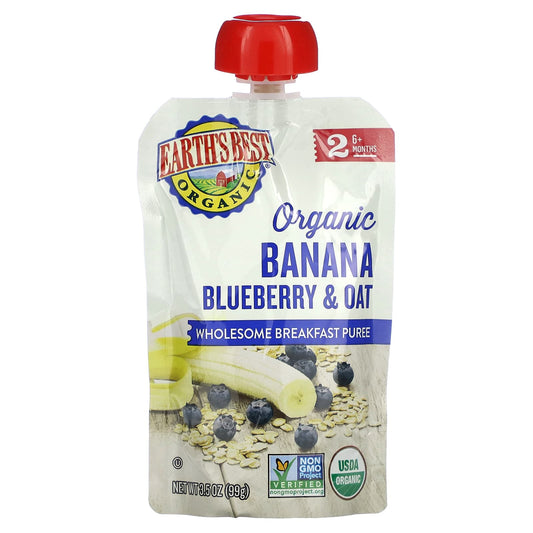 Organic Wholesome Baby Food Banana Blueberry Oat Puree - Image 1