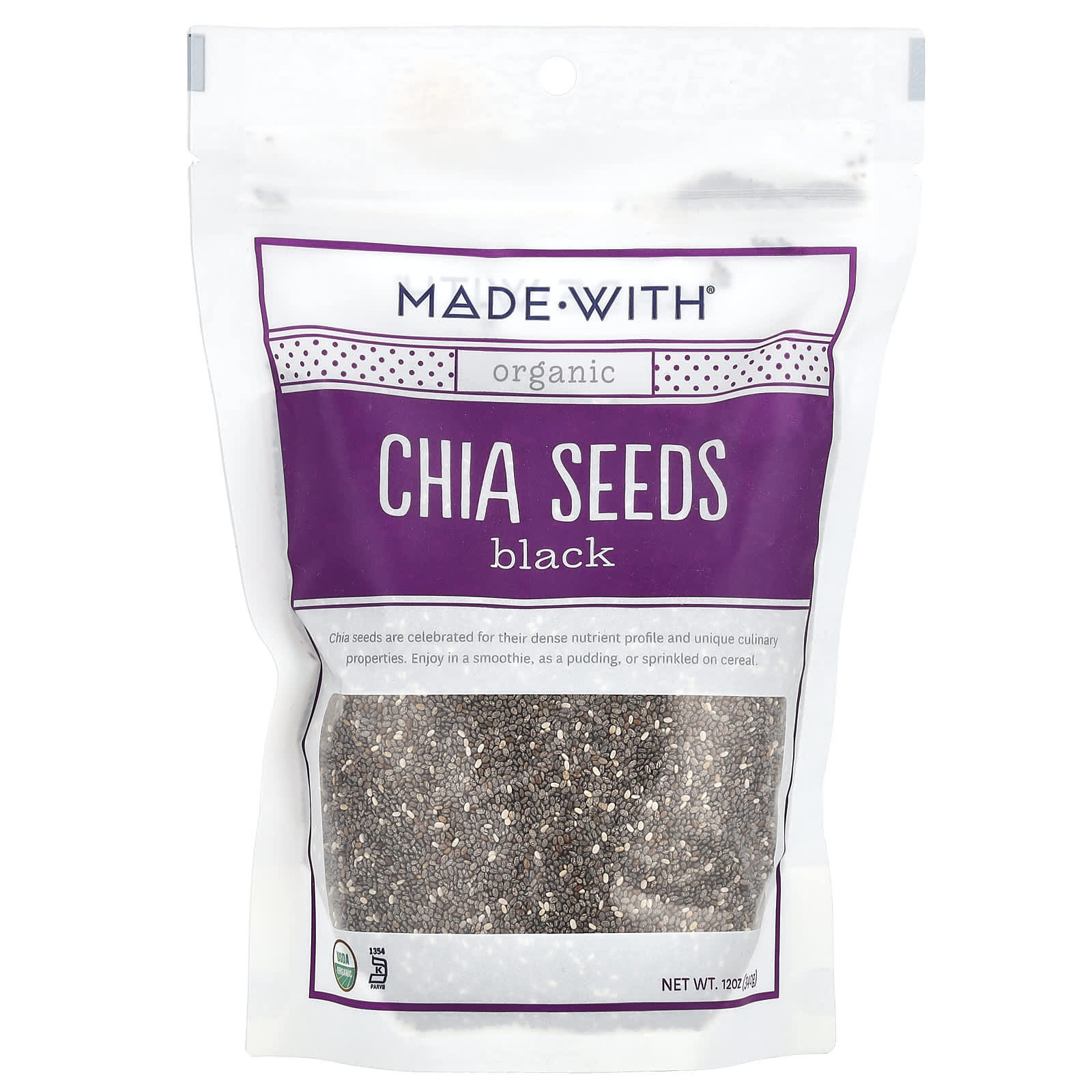 Made With, Organic Chia Seeds, Black, 12 oz (340 g) - Image 1