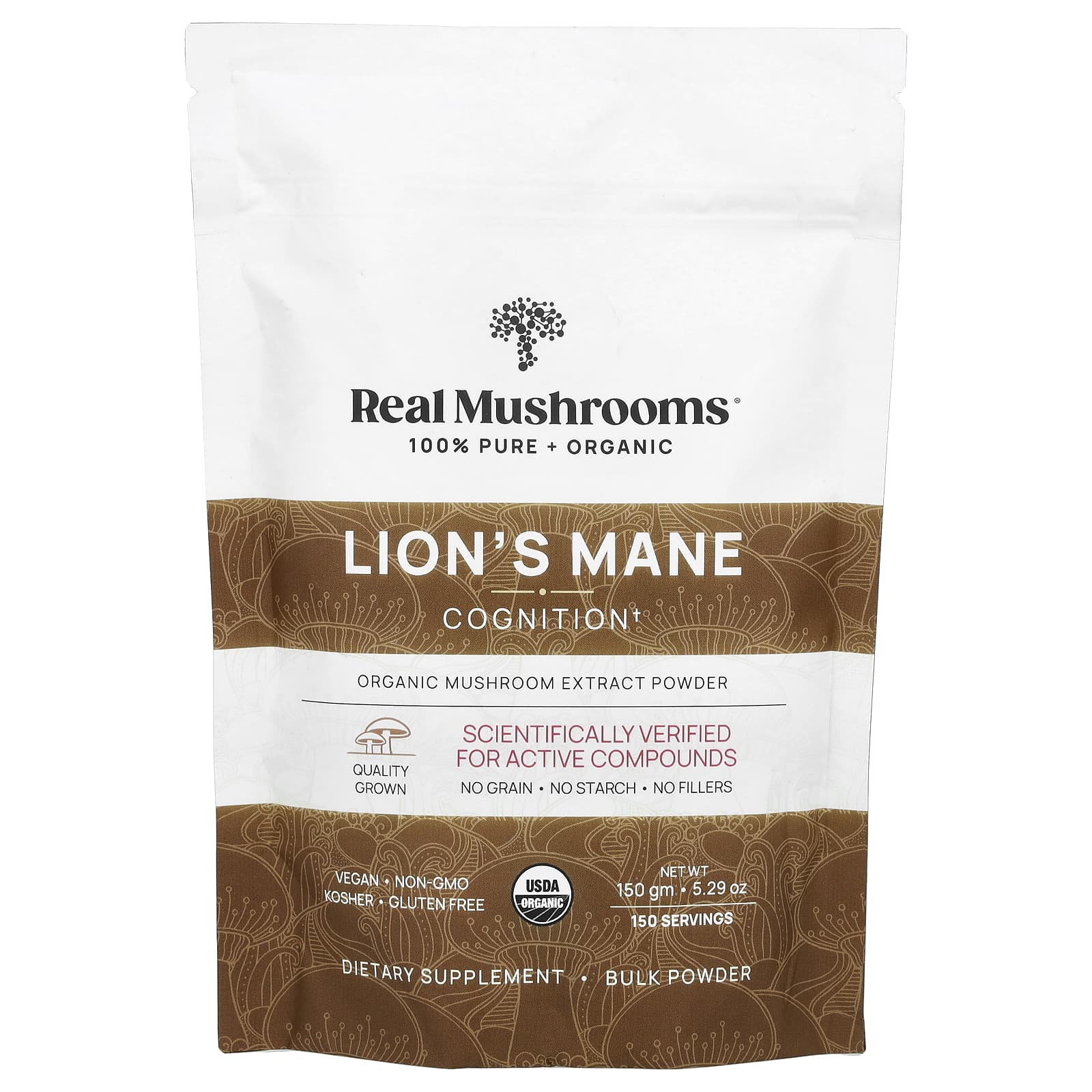 Real Mushrooms, Lion's Mane, Organic Mushroom Extract Powder, 5.29 oz (150 g) - Image 1