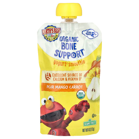 Organic Bone Support Yogurt Smoothie for Kids, 2+, Pear Mango Carrot, 4 oz - Image 1