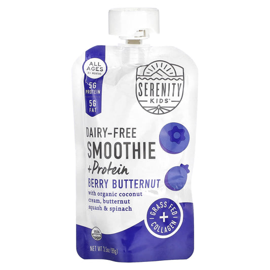Serenity Kids, Dairy-Free Smoothie + Protein, All Ages 6+ Months, Berry Butternut, 3.5 oz (99 g) - Image 1