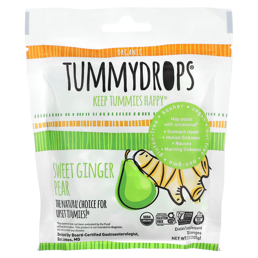 Tummydrops, Organic Sweet Ginger Pear, 33 Lozenges - Image 1