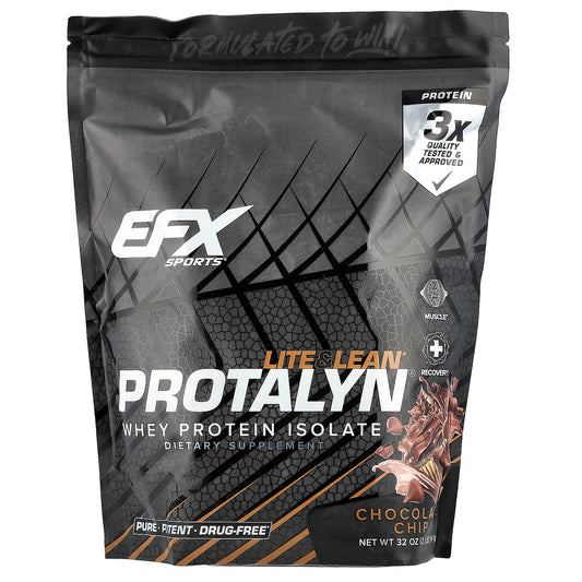 EFX Sports Protalyn Whey Protein Isolate, Chocolate Chip, 2 lb - Lean Muscle Recovery - Image 1