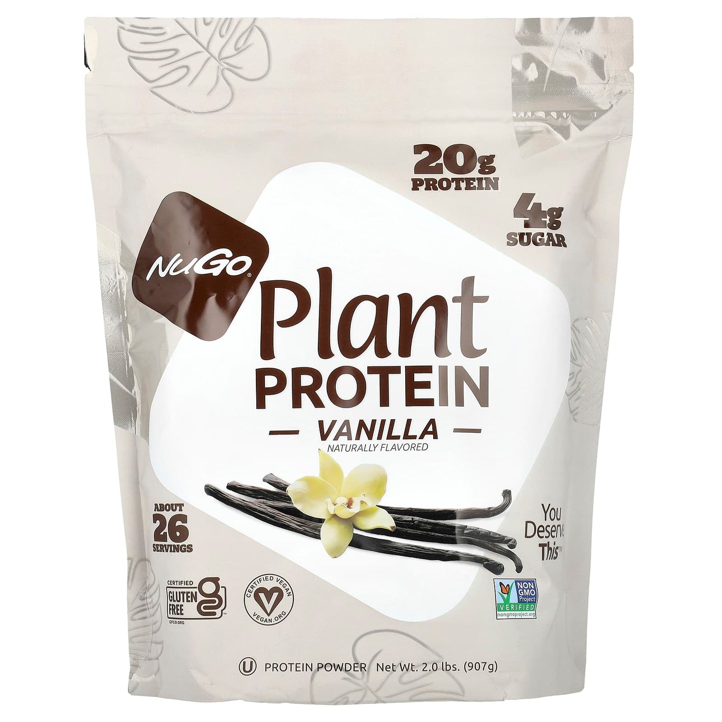 NuGo Nutrition, Plant Protein, Vanilla, 2 lbs (907 g) - Image 1