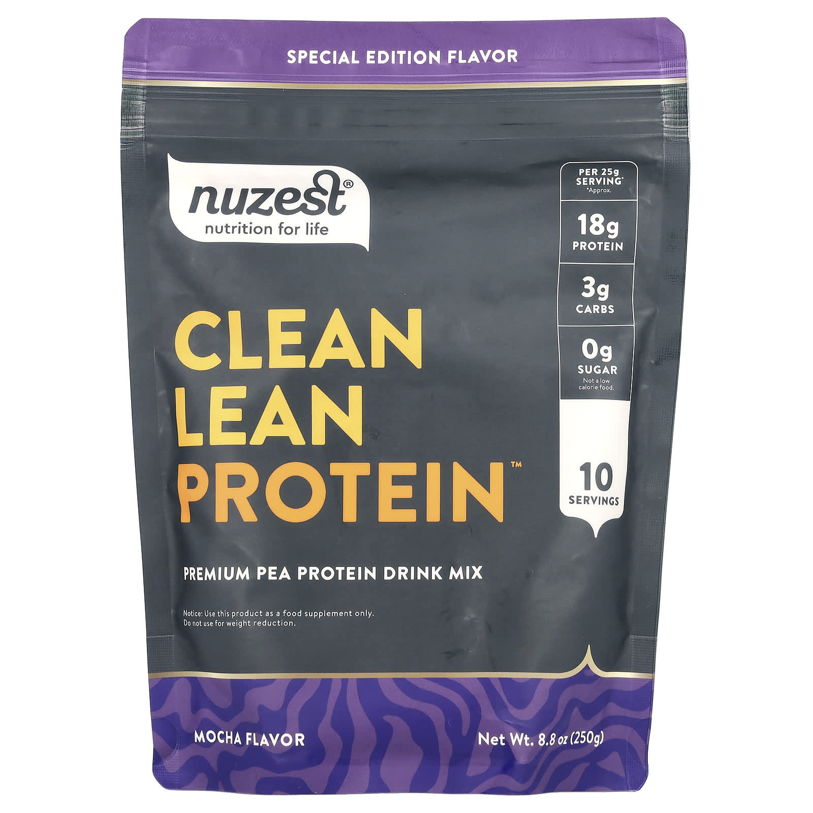 Nuzest, Clean Lean Protein™, Premium Pea Protein Drink Mix, Mocha , 8.8 oz (250 g) - Image 1