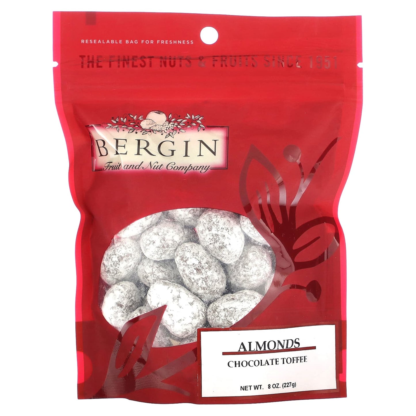 Bergin Chocolate Toffee Almonds, 8 oz Resealable Bag - Image 1