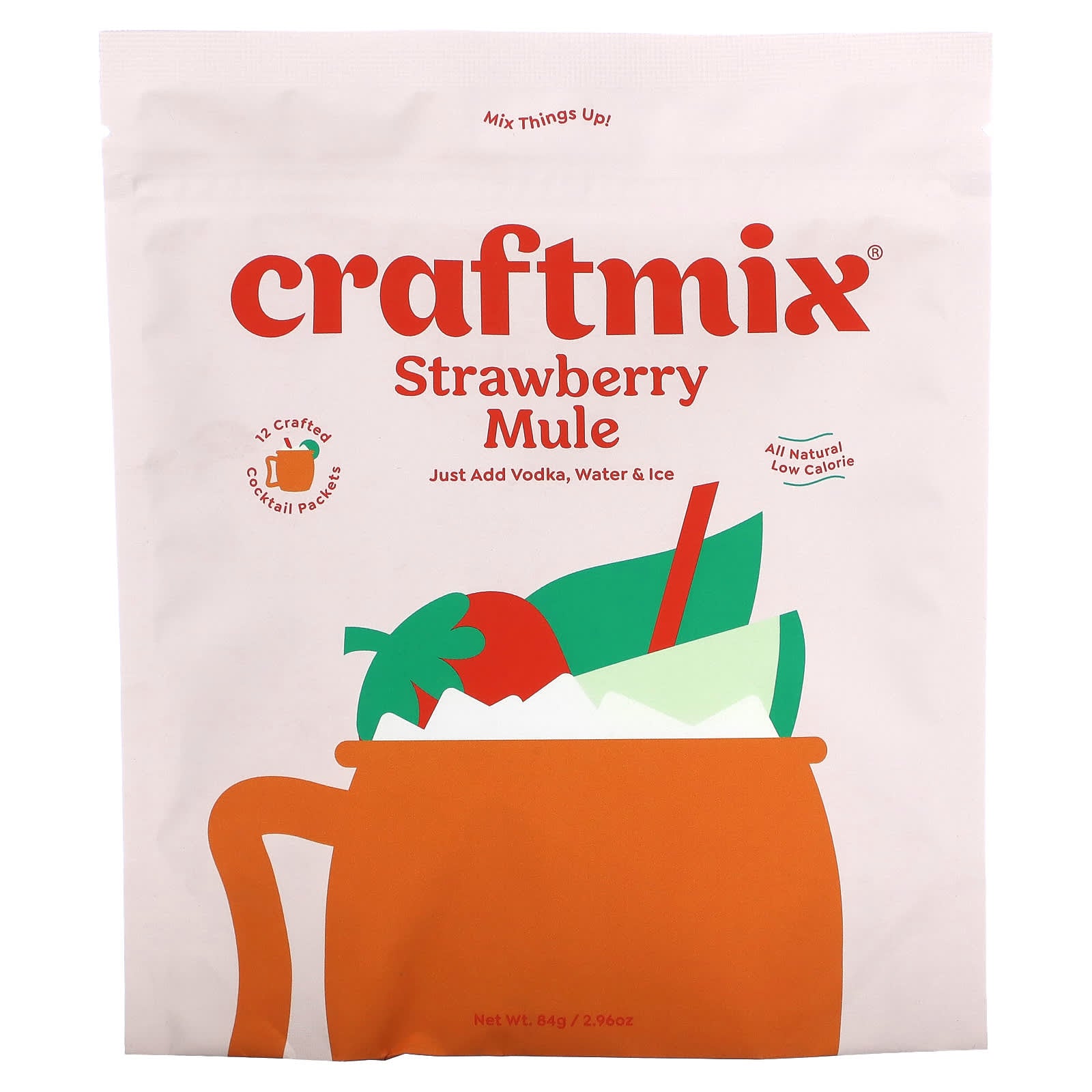 Strawberry Mule Cocktail Mix Packets by Craftmix, 12 Count, Vegan & Gluten-Free - Image 1
