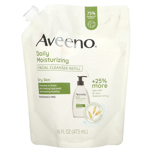 Aveeno Daily Moisturizing Facial Cleanser Refill, Fragrance Free, Dry Skin Relief - Image 1