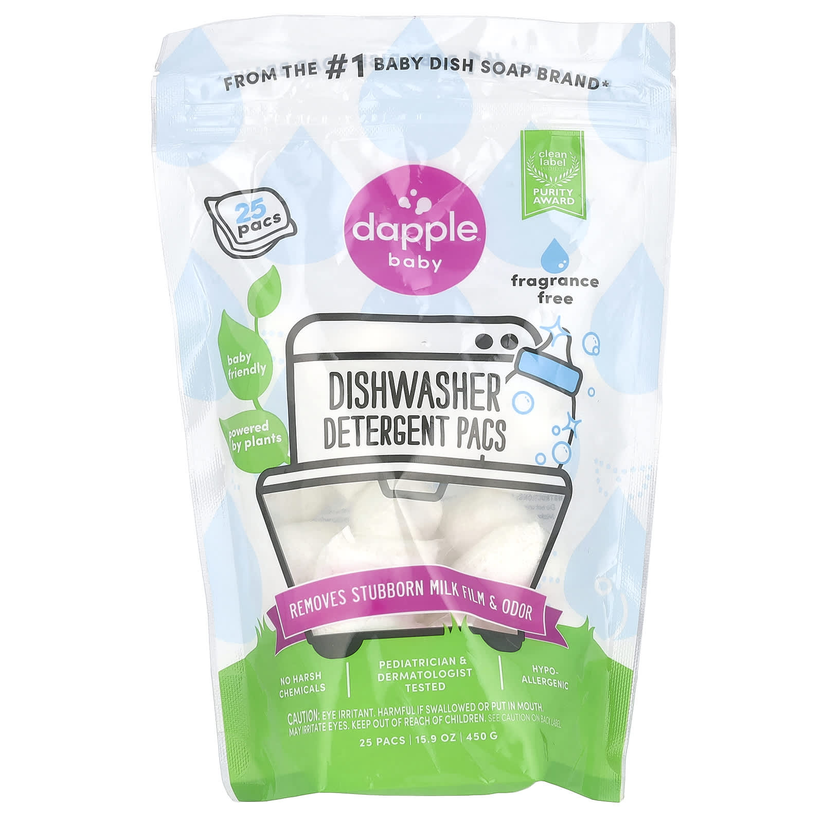 Fragrance-Free Baby & Family Dishwasher Detergent Pacs, 25 Count, 15.9 oz - Image 1