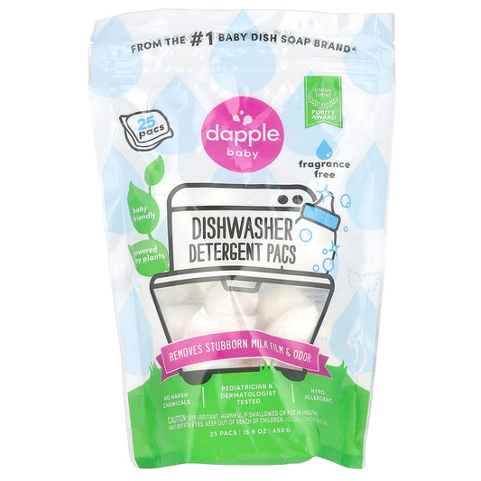 Fragrance-Free Baby & Family Dishwasher Detergent Pacs, 25 Count, 15.9 oz - Image 1