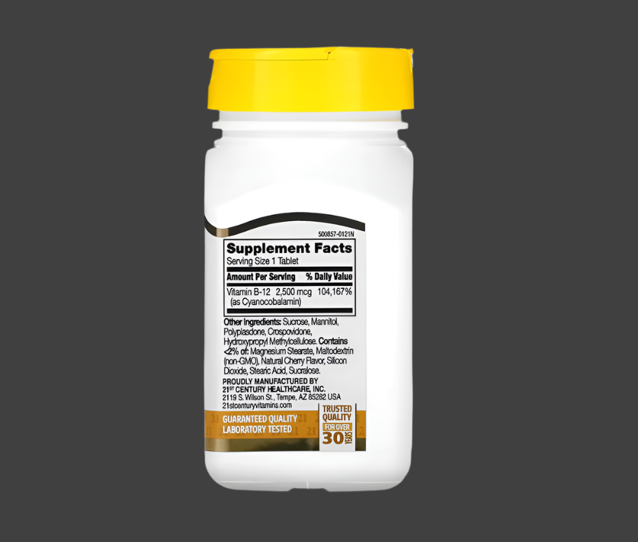 21st Century, B-12, Cherry, 2,500 mcg, 110 Sublingual Tablets