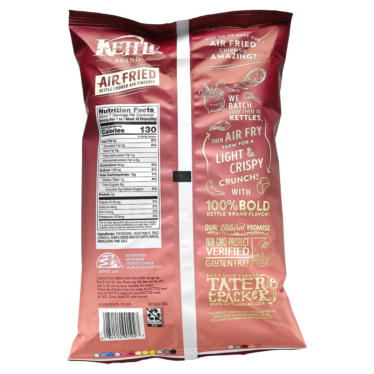 Kettle Foods, Air Fried Potato Chips, Himalayan Salt, 6.5 oz (184 g) - Image 2