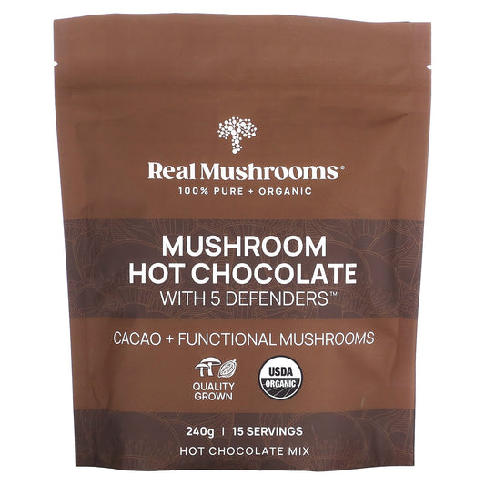 Real Mushrooms, Mushroom Hot Chocolate with 5 Defenders, 240 g - Image 1