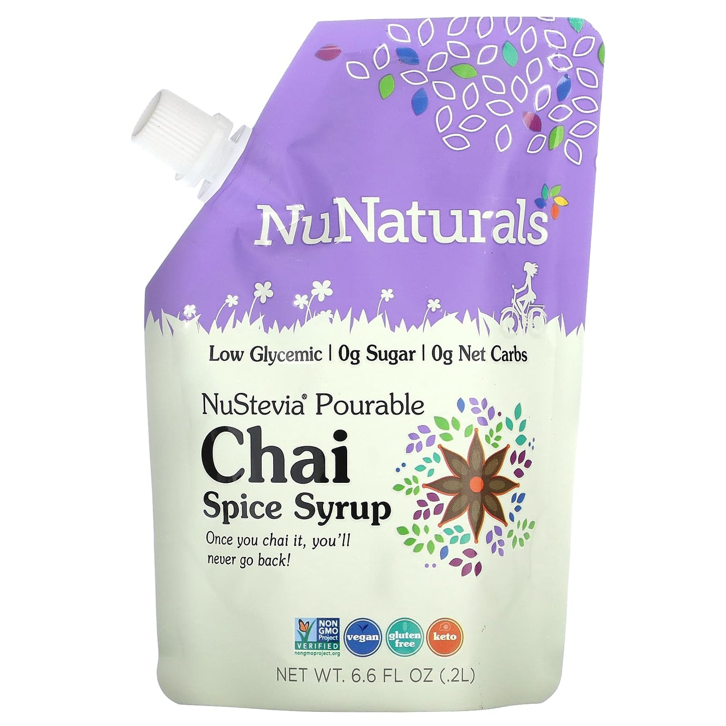 NuNaturals, NuStevia Pourable Chai Spice Syrup, 6.6 fl oz,  (0.2 l) - Image 1