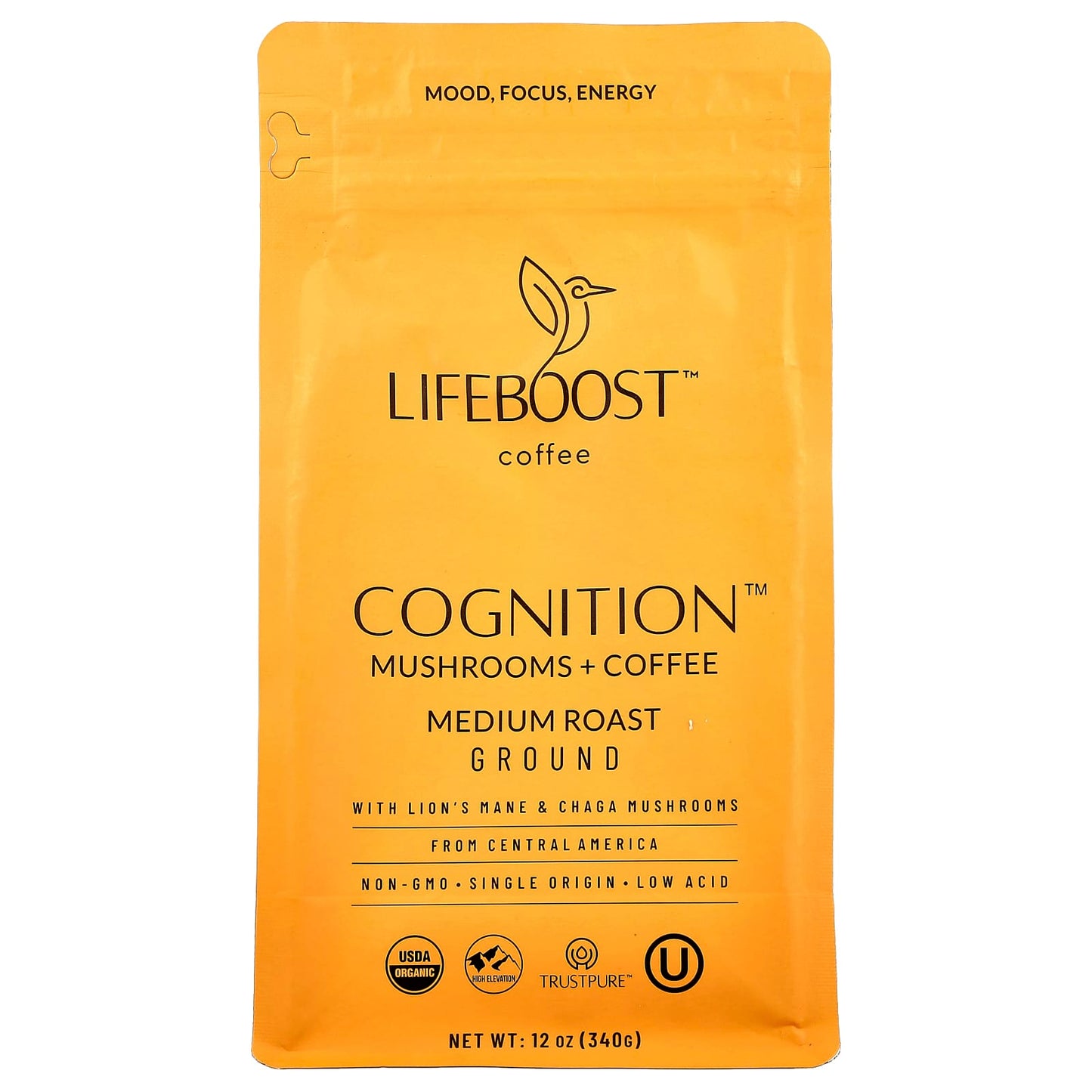 Lifeboost, Cognition™, Mushrooms + Coffee, Ground, Medium Roast, 12 oz (340 g) - Image 1