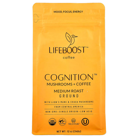 Lifeboost, Cognition™, Mushrooms + Coffee, Ground, Medium Roast, 12 oz (340 g) - Image 1