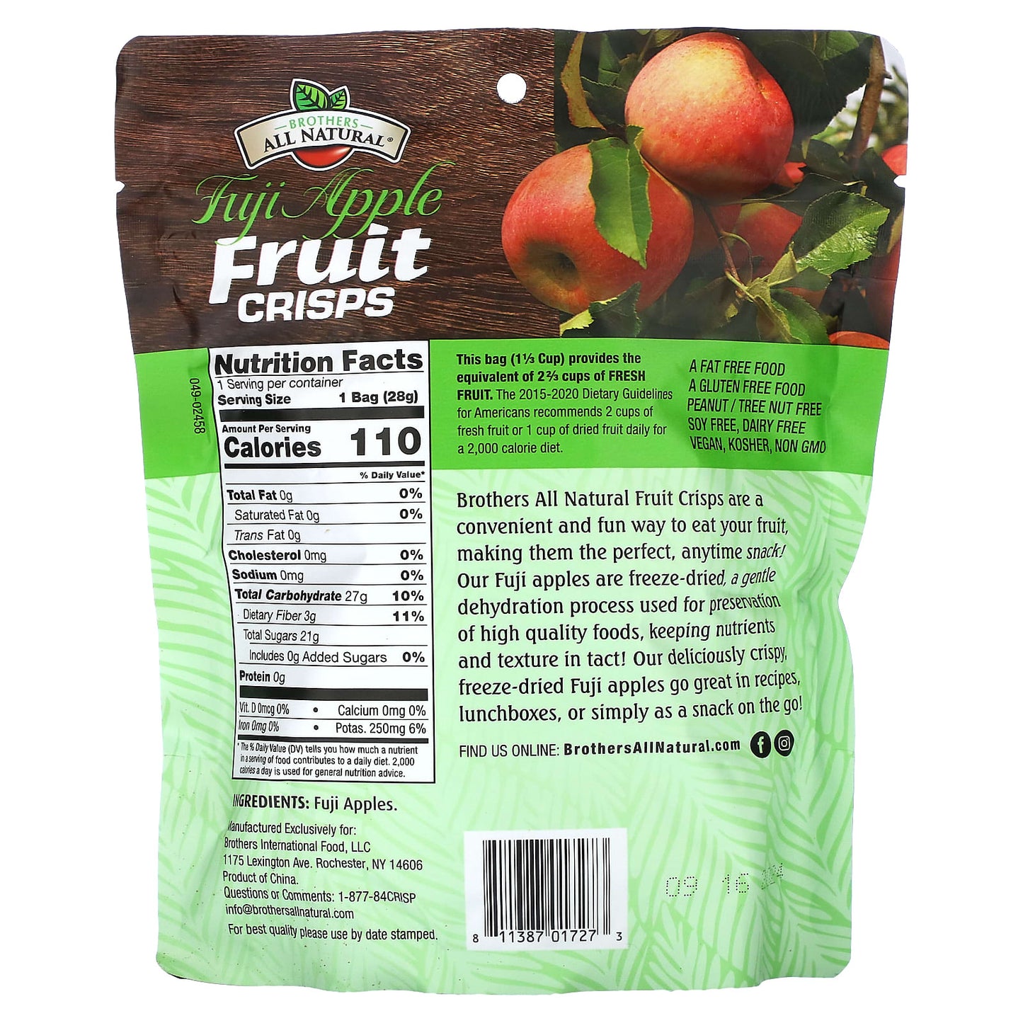 Brothers-All-Natural Freeze-Dried Fuji Apple Snacks, 1 oz (28g) - Image 2