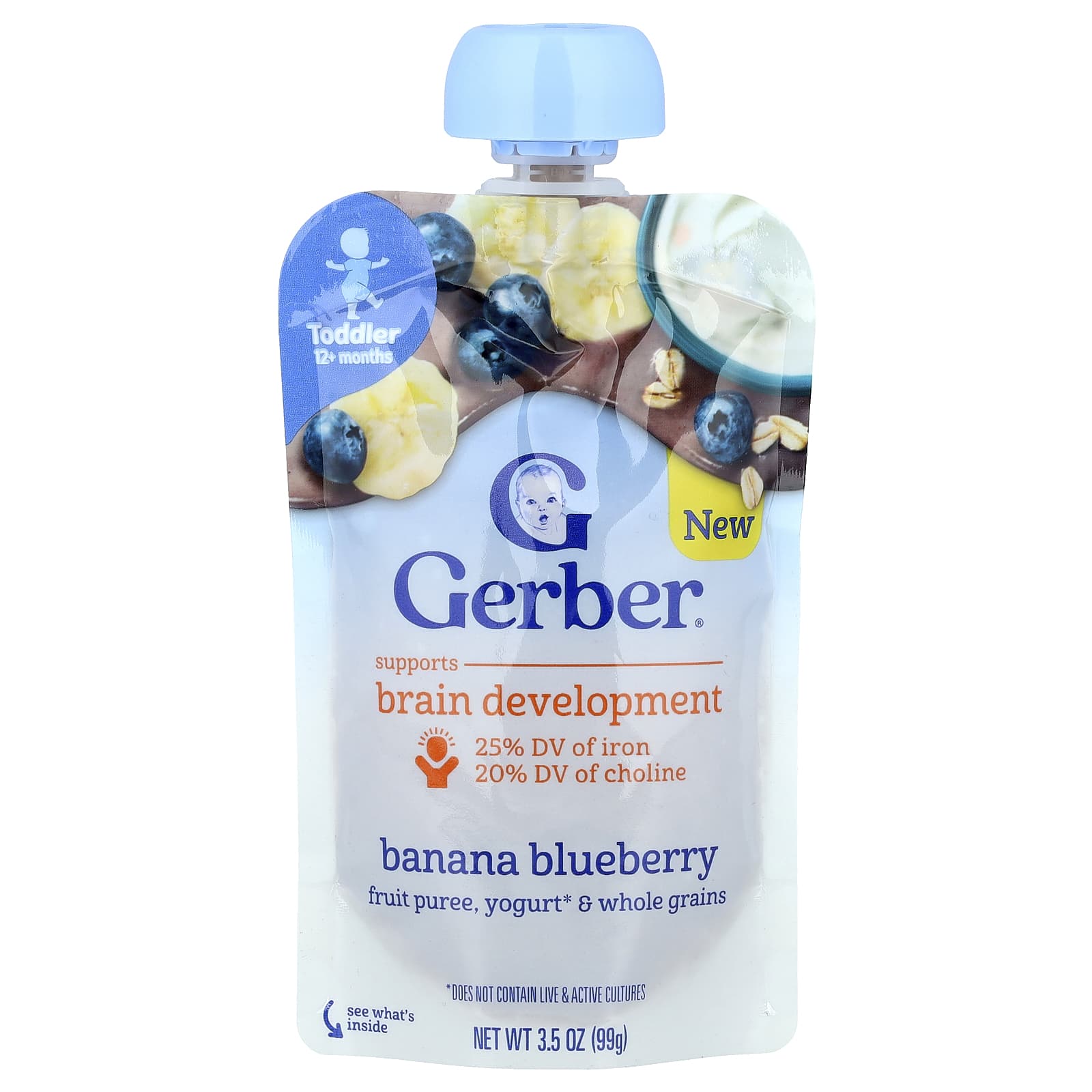 Gerber Banana Blueberry Fruit Puree & Whole Grains Toddler Food - Image 1