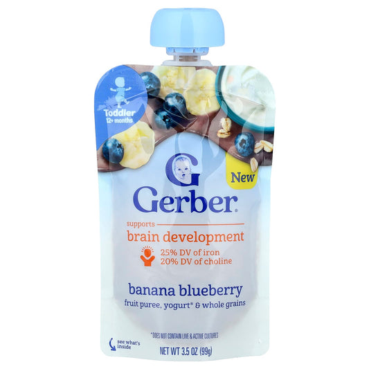 Gerber Banana Blueberry Fruit Puree & Whole Grains Toddler Food - Image 1