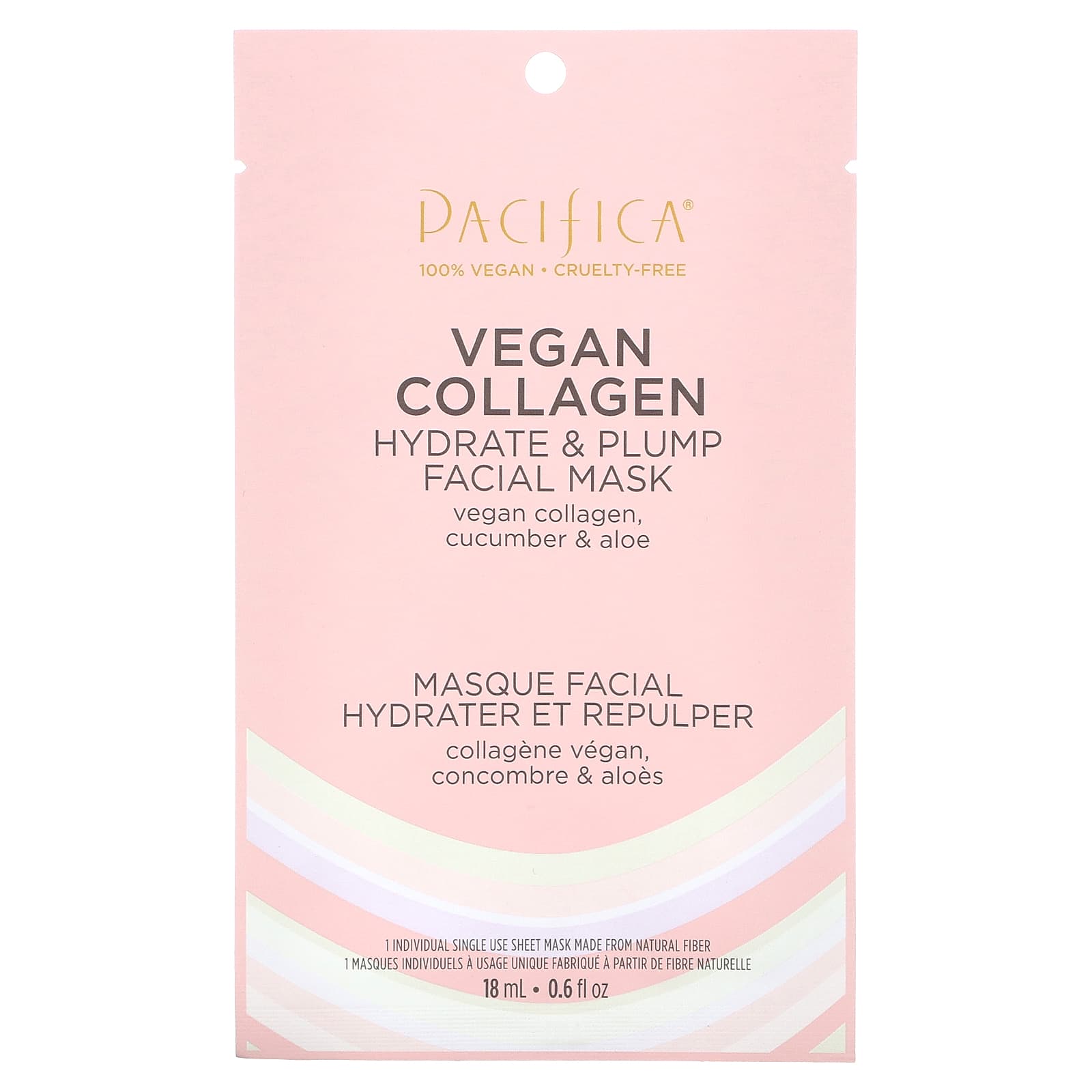 Pacifica, Hydrate & Plump Beauty Facial Mask, Vegan Collagen, 1 Sheet Mask, 0.6 fl oz (18 ml) - Image 1
