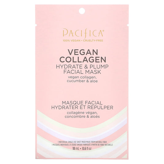 Pacifica, Hydrate & Plump Beauty Facial Mask, Vegan Collagen, 1 Sheet Mask, 0.6 fl oz (18 ml) - Image 1