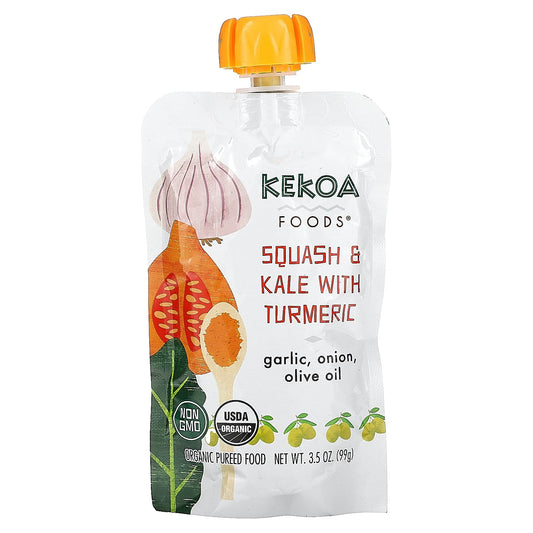 Kekoa, Organic Pureed Baby Food, Squash And Kale With Turmeric, 3.5 oz (99 g) - Image 1