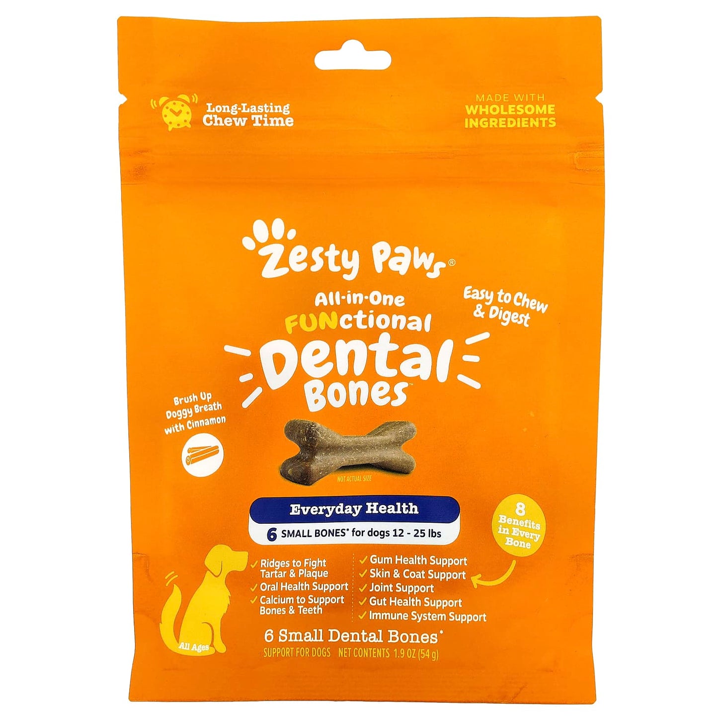 Zesty Paws, All-In-One Functional Dental Bones, For Dogs, All Ages, Cinnamon, 6 Small Dental Bones, 1.9 oz (54 g) - Image 1