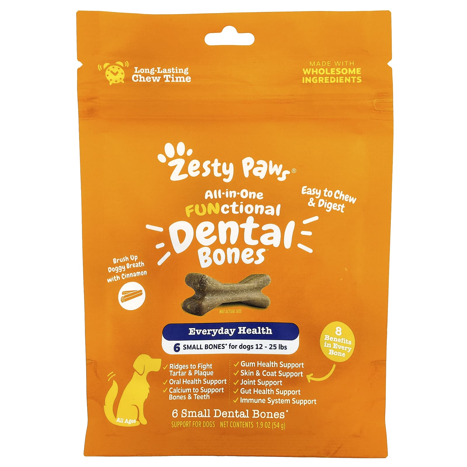 Zesty Paws, All-In-One Functional Dental Bones, For Dogs, All Ages, Cinnamon, 6 Small Dental Bones, 1.9 oz (54 g) - Image 1