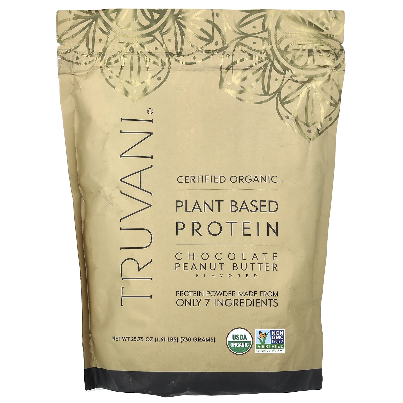 Truvani, Plant Based Protein, Chocolate Peanut Butter, 1.61 lbs (730 g) - Image 1