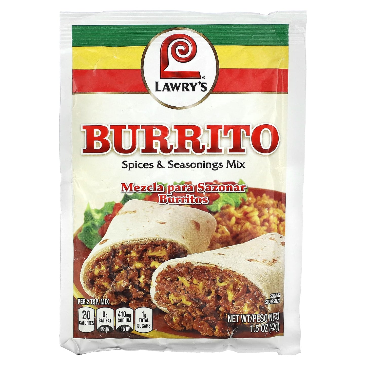 Lawry's, Spices & Seasonings Mix, Burrito , 1.5 oz (42 g) - Image 1