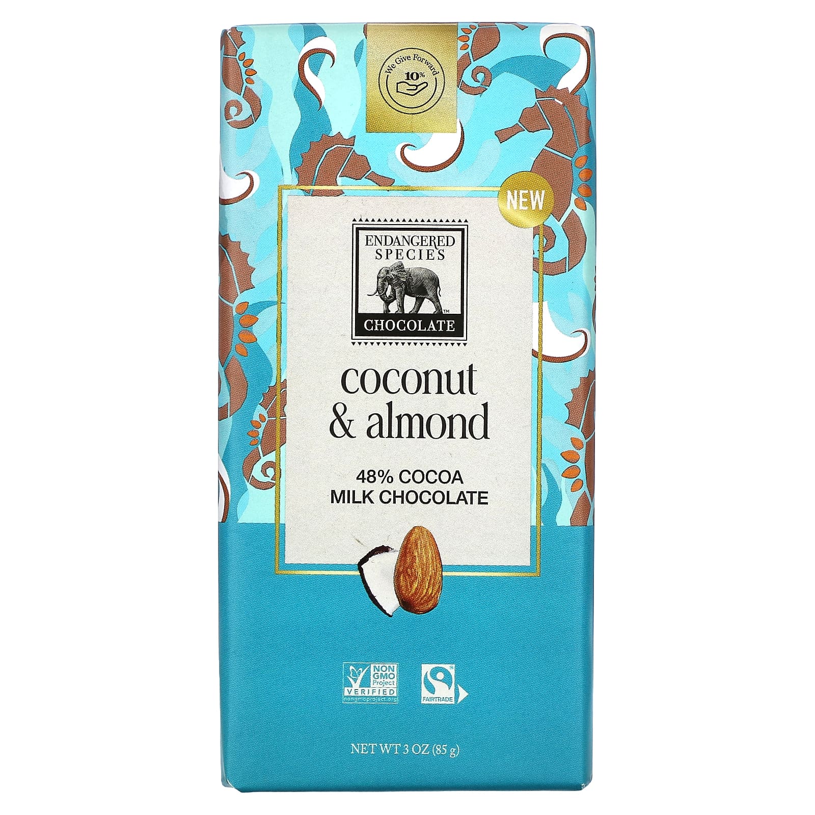 Endangered Species Chocolate Coconut Almond Milk Bar 3oz (85g) - Image 1