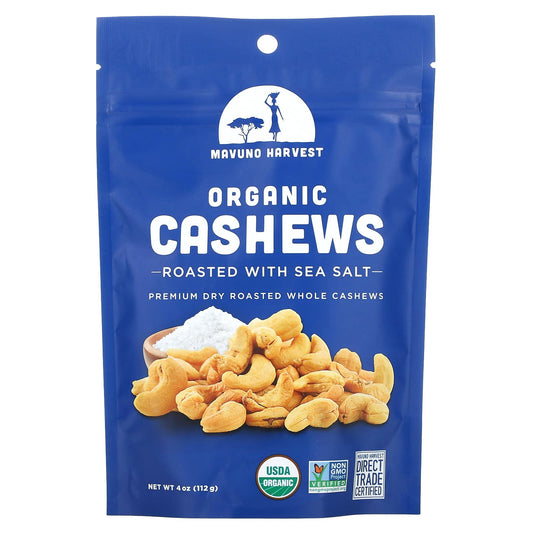 Mavuno Harvest, Organic Cashews, Roasted with Sea Salt, 4 oz (112 g) - Image 1