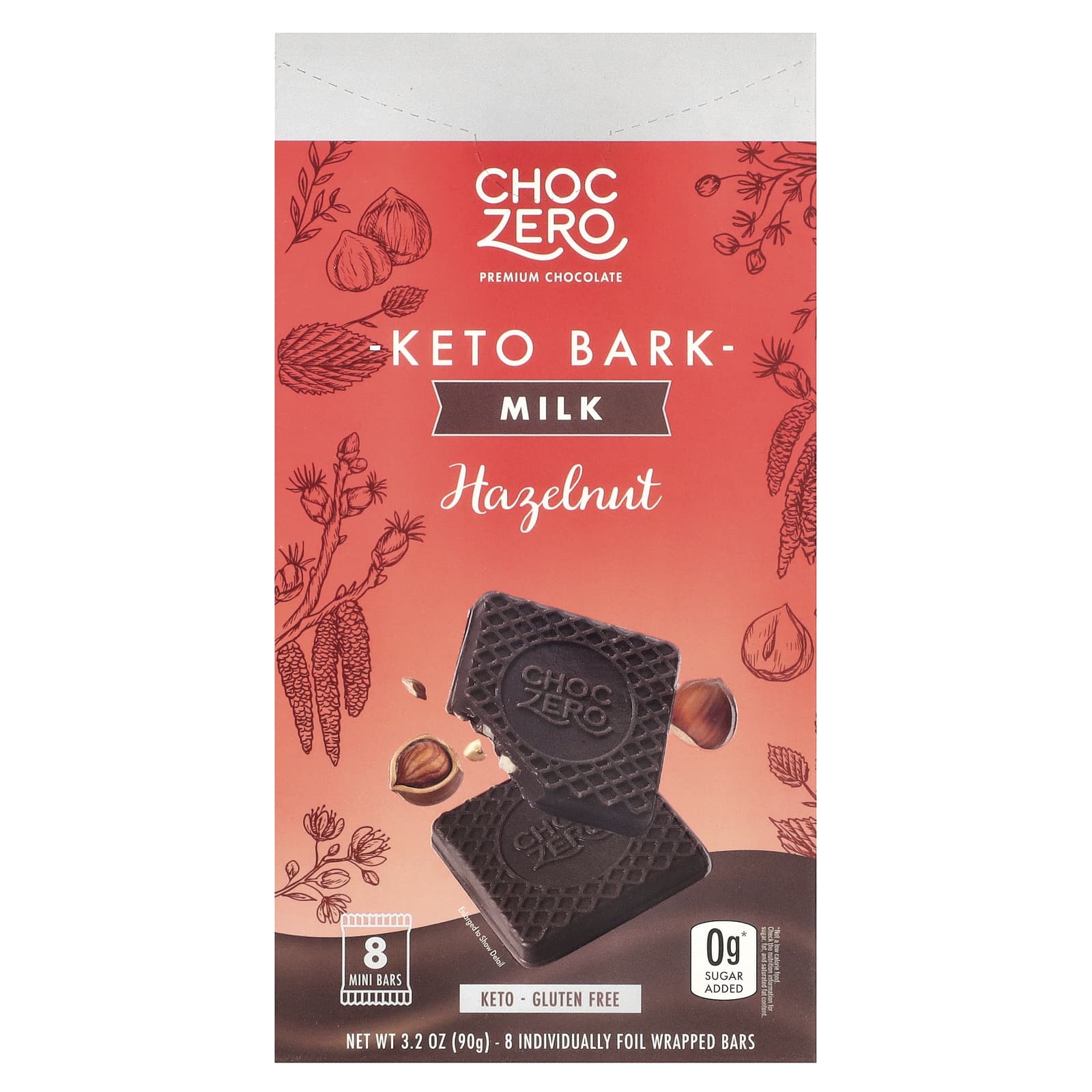 Delicious Keto Hazelnut Milk Chocolate Bars by ChocZero - 8 Mini Bars - Image 1