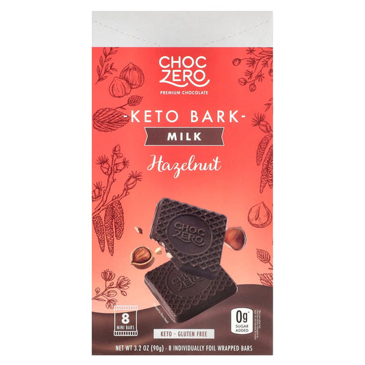 Delicious Keto Hazelnut Milk Chocolate Bars by ChocZero - 8 Mini Bars - Image 1